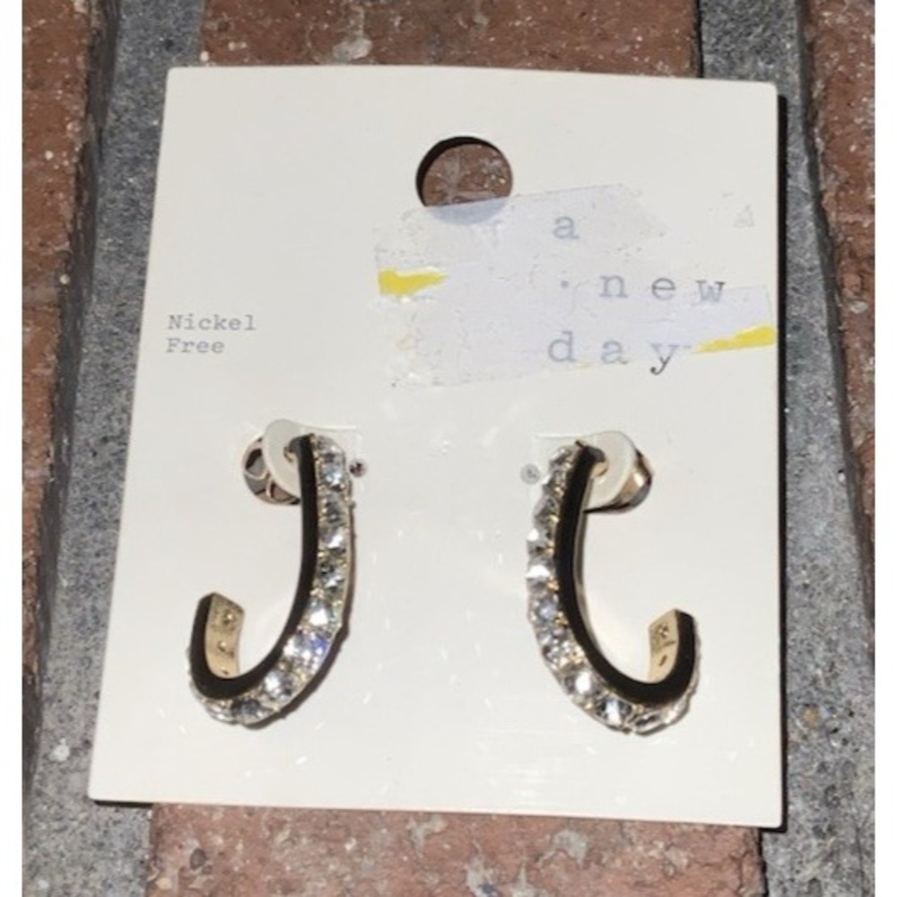 A New Day Gold And Black Nickel Free Dangle Hoop Earring